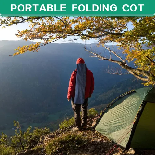 Miniatura 7 de Catre de camping con colchón, cómodo y resistente, soporta hasta 450 libras, catres para dormir, cama de campamento, catre plegable con bolsa