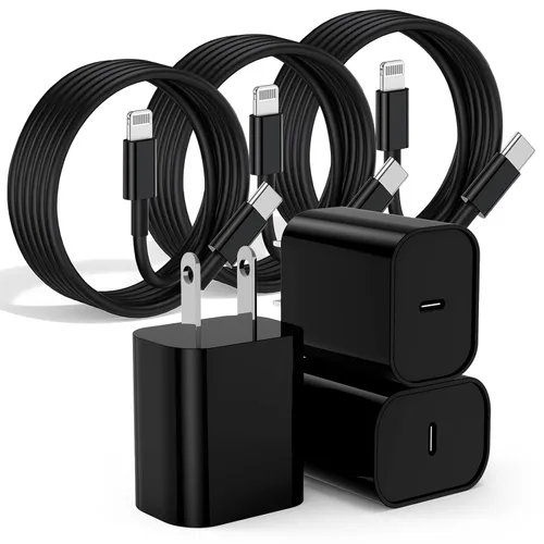 Miniatura 17 de Fashia Cargador rápido para iPhone, cable Lightning de carga rápida de 10 pies, para iPhone 14, 13, 12 Pro Max, carga rápida con bloque de cargador