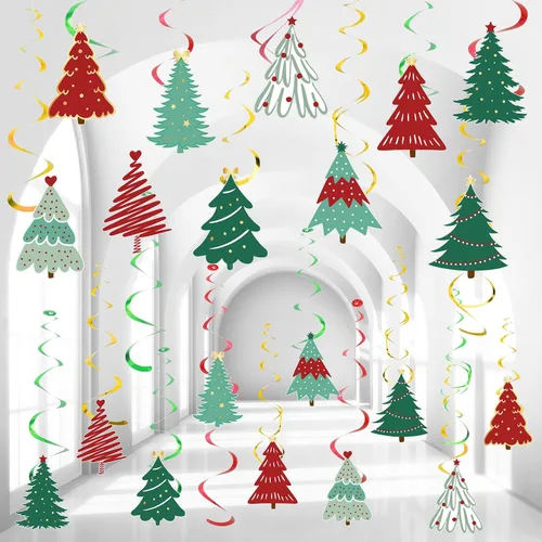 Miniatura 8 de Colarr Paquete de 50 remolinos colgantes de invierno para decoración de árbol azul, remolinos de techo, espirales en espiral, adornos para aula