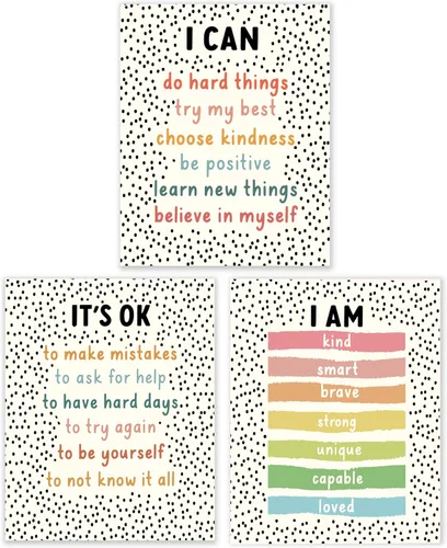Miniatura 15 de BESERH Positive Affirmation Wall Decor, Inspirational Motivational Quote Wall Art Prints Posters for Classroom Kids Room Nursery Playroom, 12x16