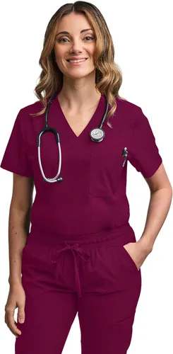 Miniatura 3 de Green Town Conjunto de ropa quirúrgica para mujer, pantalón deportivo y parte superior con cuello en V, 5 bolsillos, cintura de yoga, uniforme