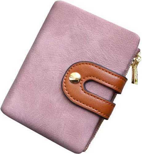 Miniatura 22 de AOXONEL Cartera pequeña de cuero plegable Rfid para mujer, con cremallera, bolsillo para tarjeta de identificación, delgada, compacta y delgada