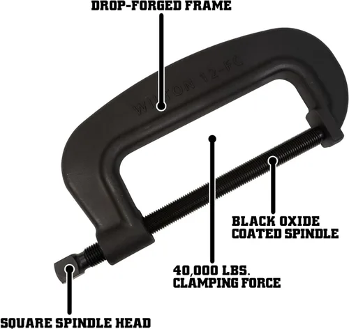 Miniatura 3 de Wilton Brute Force C-Clamp, apertura de 12-3/8", garganta de 4-1/2", fuerza de sujeción de 40,000 libras (Modelo 12 F.C.)