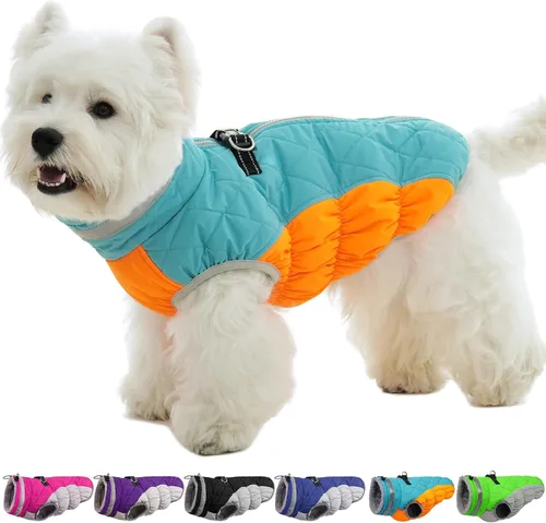 Miniatura 60 de Abrigo de invierno para perro, chaqueta grande para perro, chaqueta impermeable para mascotas con cremallera trasera, abrigo para mascotas con arnés