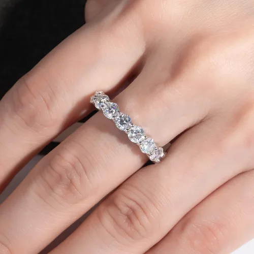 Miniatura 7 de AimiIee Moissanite Eternity Rings 1cttw D Color VVS1 Clarity Round Brilliant Cut Moissanite Diamond S925 Sterling Silver Stackable Wedding