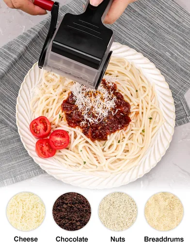 Miniatura 5 de GDL Rallador de queso con asa, rallador de queso parmesano compacto para cocina, apto para lavavajillas, rallador de parmesano con hoja de acero