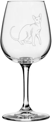 Miniatura 184 de Copa de vino de 12.75 onzas con temática de gato abisinio grabada para todo uso