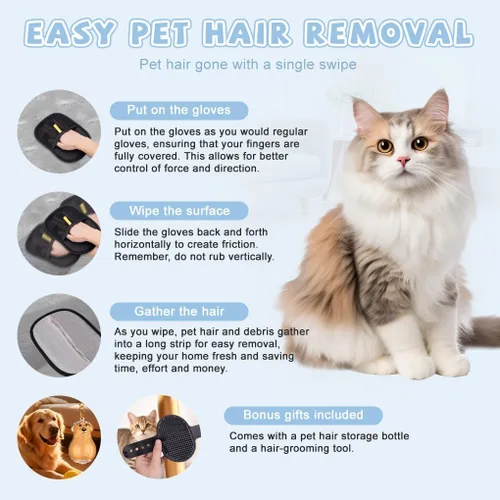 Miniatura 4 de Guante de depilación de mascotas para removedor de pelo de mascotas, un peine para perros y gatos y un llavero más utilizado para almacenar Hari