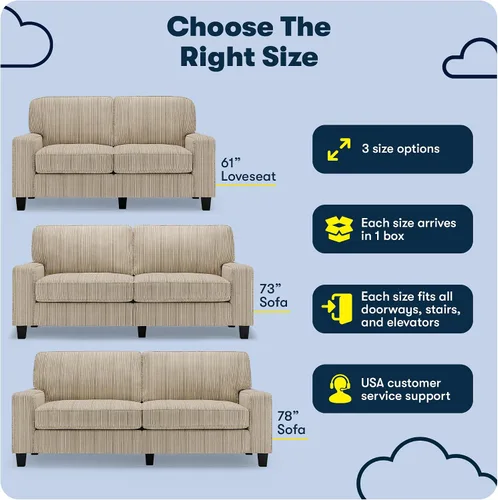 Miniatura 12 de Serta Palisades Sofás Tapizados para Sala, Sofá de Diseño Moderno, Tela, Beige