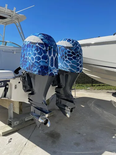 Miniatura 5 de Cubierta de motor de barco ventilada de ajuste personalizado compatible con Yamaha 4.2L 6-cyl F225 F250 F300 (2010-2020) - Azul Aquatint