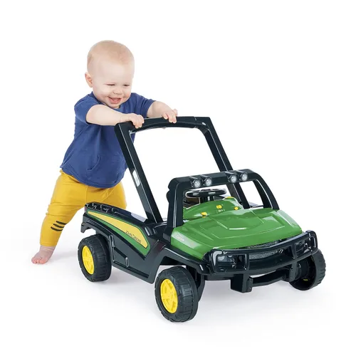 Miniatura 8 de Bright Starts John Deere 4 en 1 Gator Green Centro de actividades para bebés y andador de empuje con volante interactivo extraíble, juguete de 6