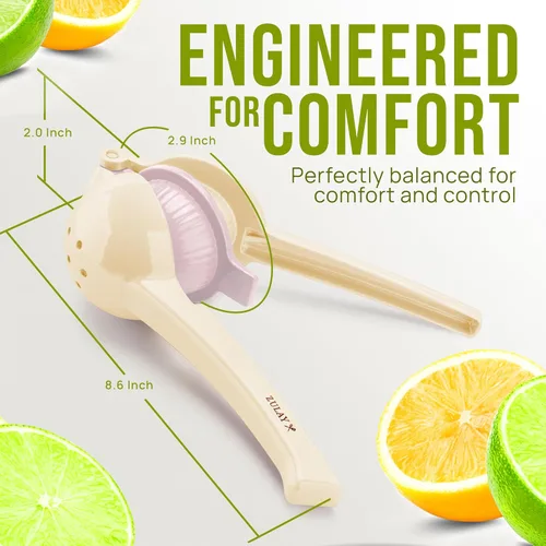 Miniatura 5 de Zulay Kitchen Exprimidor de limón 2 en 1 de metal, exprimidor de mano de extracción máxima resistente, exprimidor de limón que recibe hasta la Crema