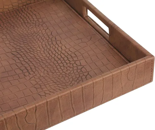 Miniatura 6 de HofferRuffer Bandeja rectangular de servir con asas con agujeros para mesa de café, desayuno, té, comida, bandeja de servicio para mostrador