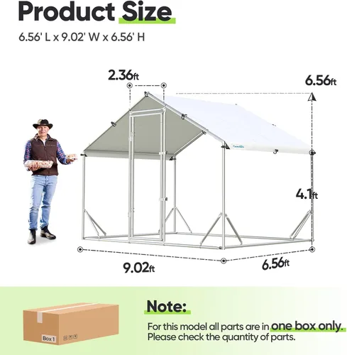 Miniatura 8 de Quictent Gallinero grande de metal para más de 10 aves de corral con paño de hardware lateral y cubierta impermeable, serie avanzada para Blanco