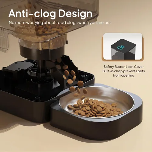 Miniatura 3 de VOLUAS Comederos automáticos para gatos, dispensador de alimentos secos para mascotas con temporizador, comederos automáticos para gatos con bolsa