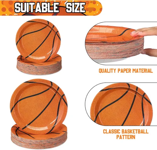 Miniatura 3 de Aoriher Paquete de 120 platos de papel para fiesta de béisbol, baloncesto, fútbol, fútbol, fiesta, paquete y platos de postre, vajilla temática
