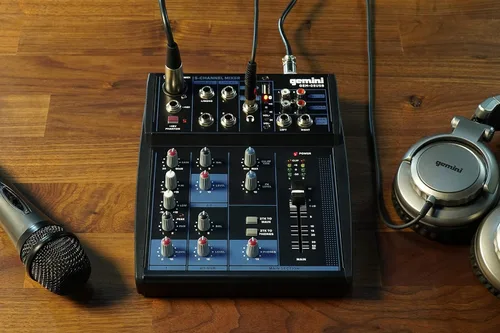 Miniatura 2 de Gemini - Mezclador de audio Bluetooth de 5 canales - USB, FX, Phantom Power - Mezclador compacto para DJ y estudio, interfaz de audio para PC