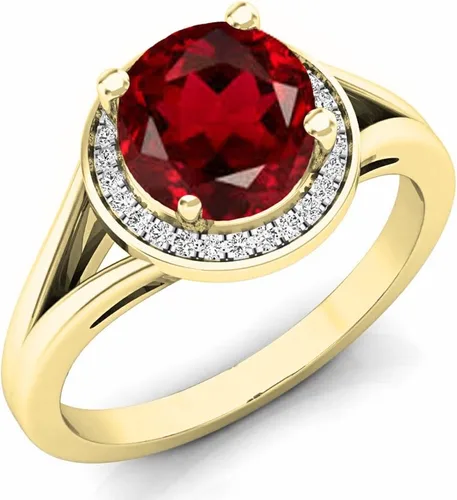 Miniatura 90 de Dazzlingrock Collection Anillo de compromiso redondo de 0.276 in con halo de diamante blanco y vástago dividido para ella en oro macizo de 14
