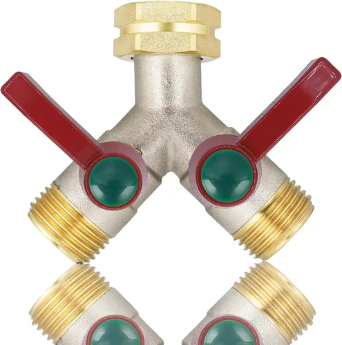 Miniatura 10 de EJW Divisor de manguera de 2 vías, Divisores de manguera de jardín, Divisor de grifo de servicio pesado, Divisor de manguera de agua de latón Rv