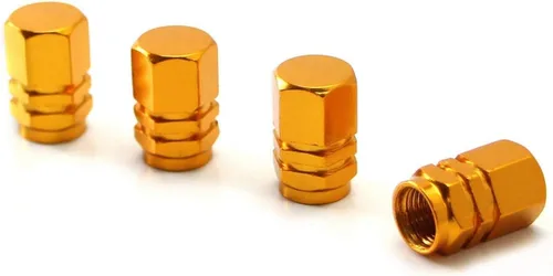 Miniatura 7 de Tapas para válvulas de neumático de aluminio estilo carrera tuner de iJDMTOY (4), Dorado Oro