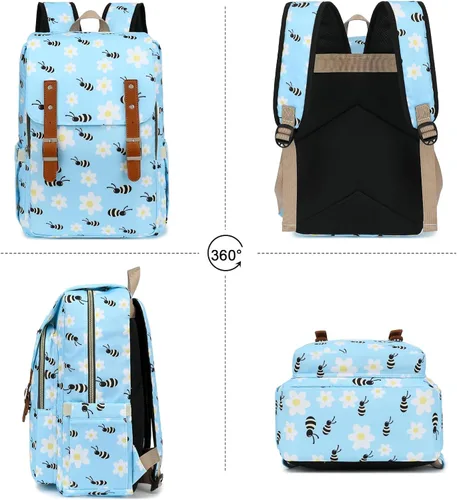 Miniatura 5 de Bee - Mochila para laptop para mujeres y niñas, mochila escolar universitaria de 15.6 pulgadas, mochila informal de viaje, tamaño grande