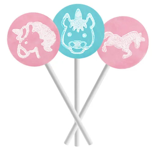 Fruidles Caramelos de chupones de tatuajes de unicornio, ideales para rellenos de bolsas de fiesta, envueltos individualmente (media libra)