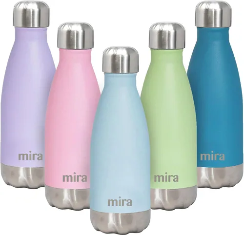 Miniatura 13 de MIRA Botella de agua aislada de 12 onzas – Termo delgado de acero inoxidable en forma de cola – Frasco caliente y frío de doble pared