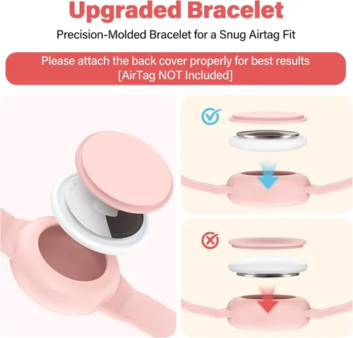 Miniatura 5 de Compatible con pulseras impermeables AirTag para niños, paquete de 4 pulseras de cobertura completa, soporte de cubierta oculta, bonito diseño