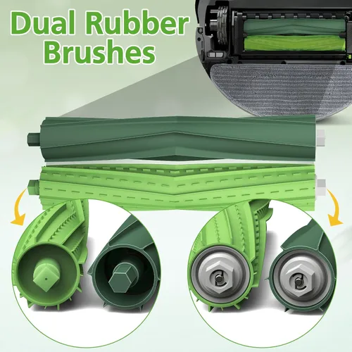 Miniatura 5 de Piezas de repuesto para iRobot Roomba Combo i5, i5+, j5, j5+ robot aspirador, kit de accesorios: cepillos de goma dobles multisuperficie + 4 filtros
