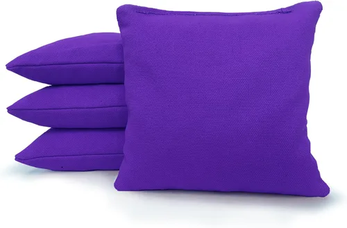 Miniatura 3 de 8 bolsas estándar de cornhole de tela de pato reglamentarias rellenas de maíz Negro/Violeta
