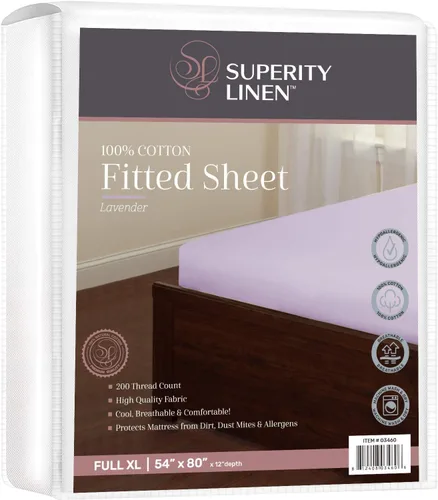Miniatura 10 de Superity - Sábana bajera ajustable de lujo de calidad hotelera para cama Queen corta, 100% algodón, ultrasuave, amigable con la piel e Azul