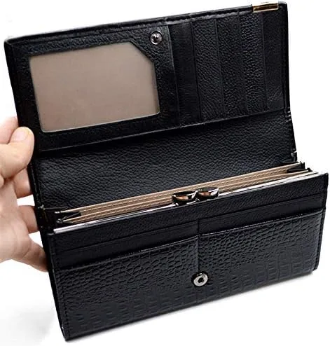 Miniatura 3 de Rebecca - Cartera de piel de vacuno con diseño de cocodrilo en relieve