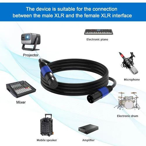 Miniatura 2 de Paquete de 2 cables XLR de 3.3 pies, cable de micrófono equilibrado de alta calidad con cable XLR de 3 pines macho a hembra, negro, cobre puro