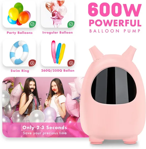 Miniatura 2 de Balloon Pump Electric, SPLAKS Balloons Inflator Air Pump Portable Balloon Blower for Garland Arch, Party Decoration Rosa