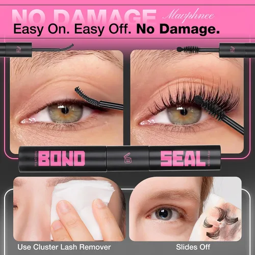 Miniatura 3 de Lash Bond and Seal - Pegamento de pestañas de agarre fuerte negro con un 40% más de adhesivo impermeable para pestañas, sellador negro suave
