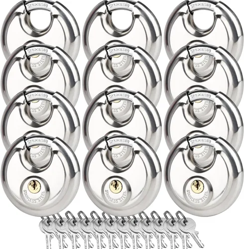 Miniatura 10 de Cerradura de disco para unidad de almacenamiento de 2-3/4 pulgadas (2.756 in), candado con llave de acero inoxidable con llaves, cerradura