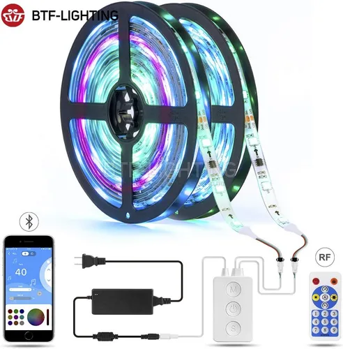 Miniatura 2 de BTF-LIGHTING WS2812B WS2811 1903 controlador Bluetooth SP601E con micrófono incorporado, música, doble salida de señal para tira de luces LED