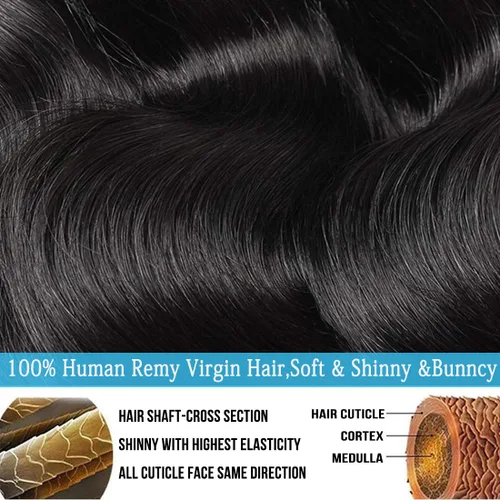 Miniatura 2 de Cirvty - Manojos de cabello humano brasileño ondulado 12A, 24, 26, 28 pulgadas, 100% tejido virgen sin procesar, 3 manojos de cabello humano