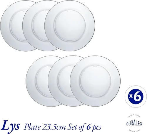 Miniatura 3 de Duralex - Juego de 6 platos Lys Clear 9.3 in (9 1-4 in)