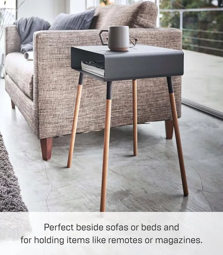 Miniatura 5 de YAMAZAKI Home Mesa auxiliar lisa con estante de almacenamiento abierto, acento rectangular que ahorra espacio, sala de estar, dormitorio, sofá, mesa