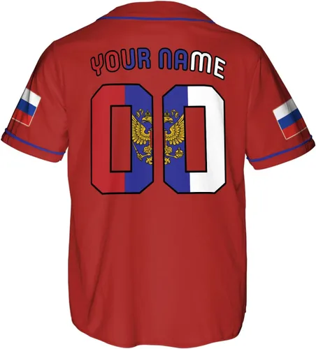 Miniatura 3 de Podagree - Camiseta de béisbol personalizada de Rusia, con la bandera rusa orgullosa, camiseta de escudo de armas ruso, regalo para hombres y mujeres