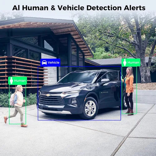 Miniatura 2 de Hiseeu Sistema de cámara de seguridad con cable 3K 8ch con audio, foco de alarma, detección de vehículos AI/humanos, disco duro de 3 TB, sistema