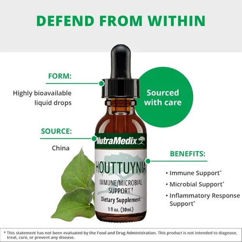Miniatura 4 de NutraMedix Houttuynia - Tintura de apoyo gastrointestinal, inmunológico y microbiano - Ayuda con la digestión, la salud gastrointestinal