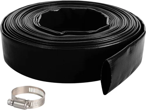 Miniatura 16 de Manguera de retrolavado de piscina de 1-1/2 pulgadas x 50 pies, manguera de descarga de agua plana de PVC reforzado de alta resistencia negra