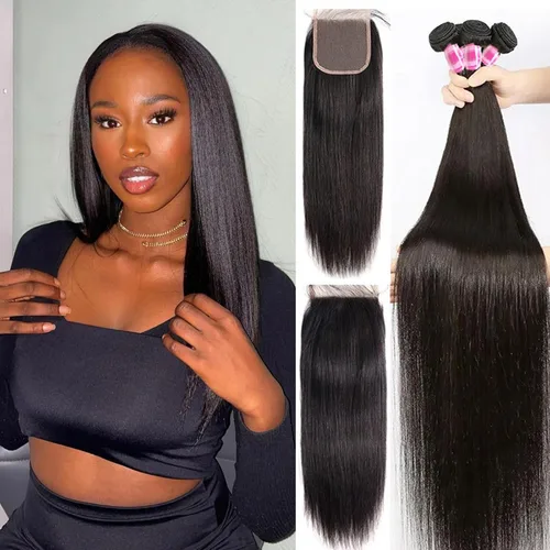 Miniatura 17 de 3 manojos de cabello humano lacio 100% sin procesar virgen brasileño paquetes de 10, 12, 14 pulgadas, mechones de cabello humano corto sin procesar