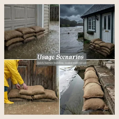 Miniatura 5 de Paquete de 5 bolsas de arena sin arena, barreras de agua para garaje, barreras de inundación, bolsas de arena de 16 x 24 pulgadas para inundaciones