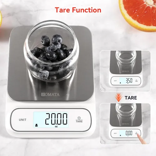 Miniatura 7 de BOMATA Báscula de cocina impermeable IPX6, 0.1 g/0.01 oz de alta precisión, 11.0 lbs/11 libras, báscula digital con luz de fondo, plataforma de 0.00