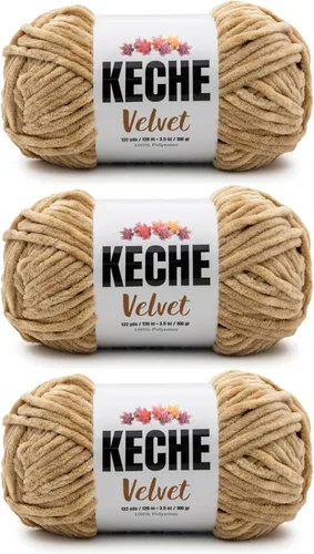 Miniatura 64 de Keche Hilo de terciopelo para ganchillo, manta de felpilla suave, voluminosa, hilo amigurumi, 3.53 oz (132 yardas), color azul bebé