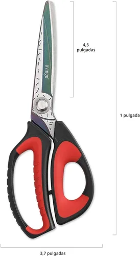 Miniatura 6 de LIVINGO Tijeras Multiusos de Servicio Pesado de 10", Herramienta de Acero Inoxidable Forjado con Revestimiento de Titanio Premium, Tijeras Rojo