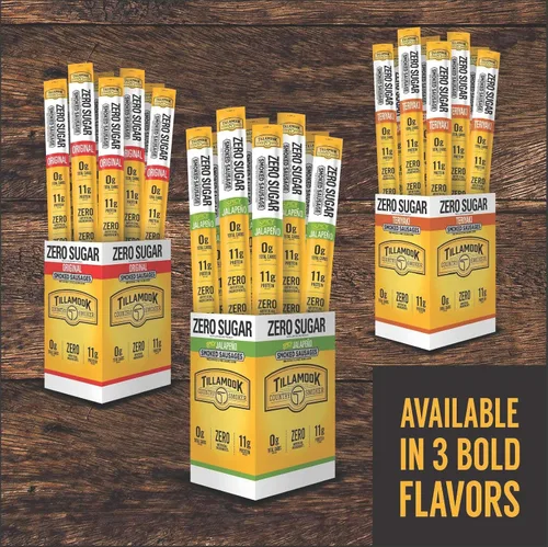 Miniatura 2 de Tillamook Country Smoker Salchichas ahumadas sin azúcar, aptas para dieta cetogénica, original, 1.25 onzas, 24